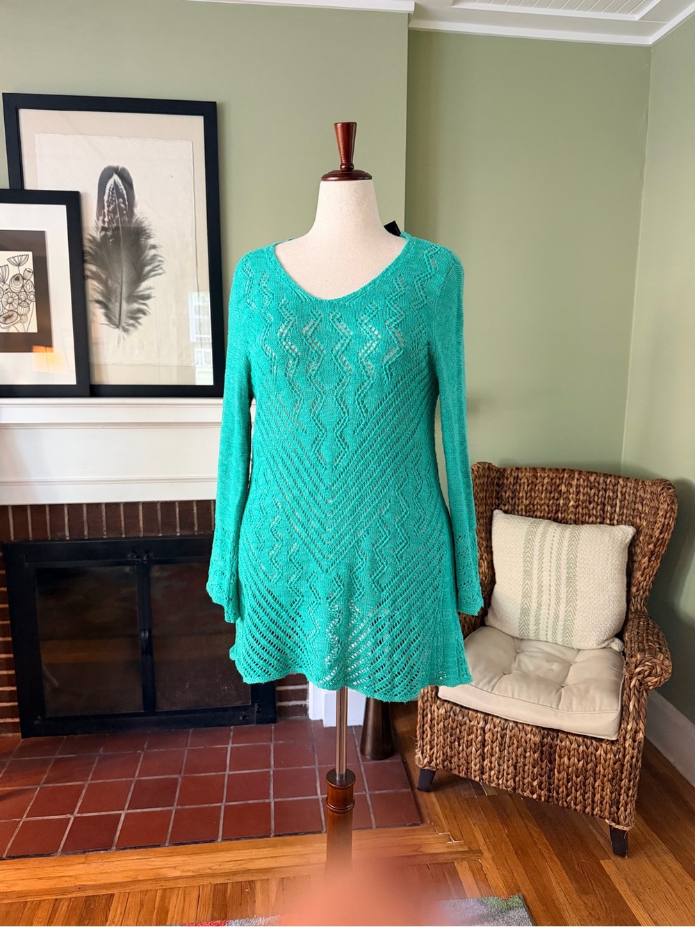 Style & Co Teal  Pointelle Knit Tunic Sweater NWT - Size 0X